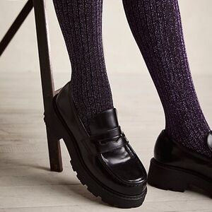 Free people capitol shimmer tights new purple one size